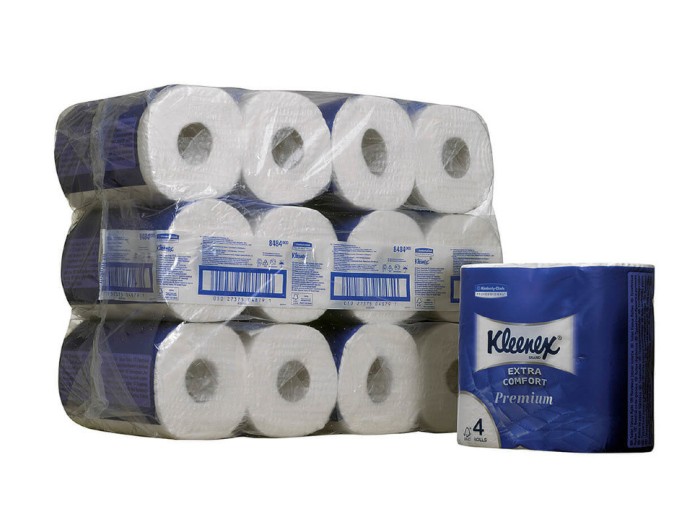 8484 Туалетная бумага Kleenex Premium Extra Comfort, 24 рул. х 19.2 м, 12 × 9.8 см, двухслойная, белая, 70 г/м²
