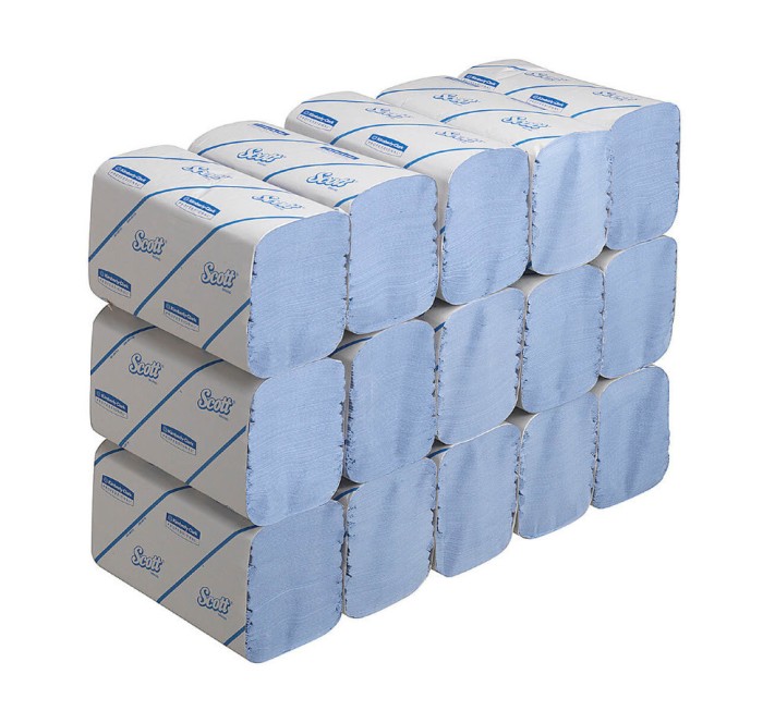 6664 Бумажные полотенца Scott Perfomance, 15 пач. по 212 л, 31.5 × 21.5 см, однослойные, голубые, 35 г/м²