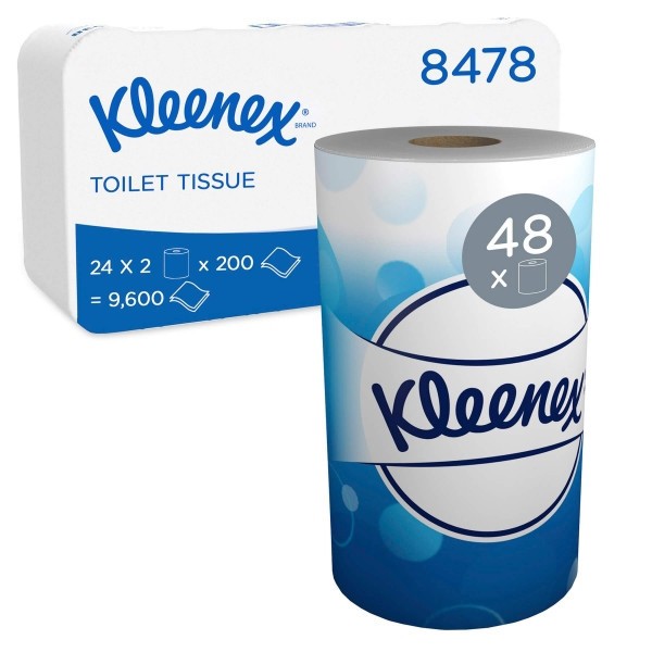 8478 Туалетная бумага Kleenex, 48 рул. х 24.5 м, 12.4 × 10.4 см, двухслойная, белая