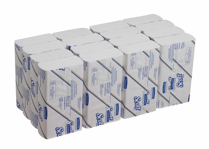 5856 Бумажные полотенца Scott SlimFold , 16 пач. х 110 л, 29.5 × 19 см, однослойные, белые, 27.8 г/м²