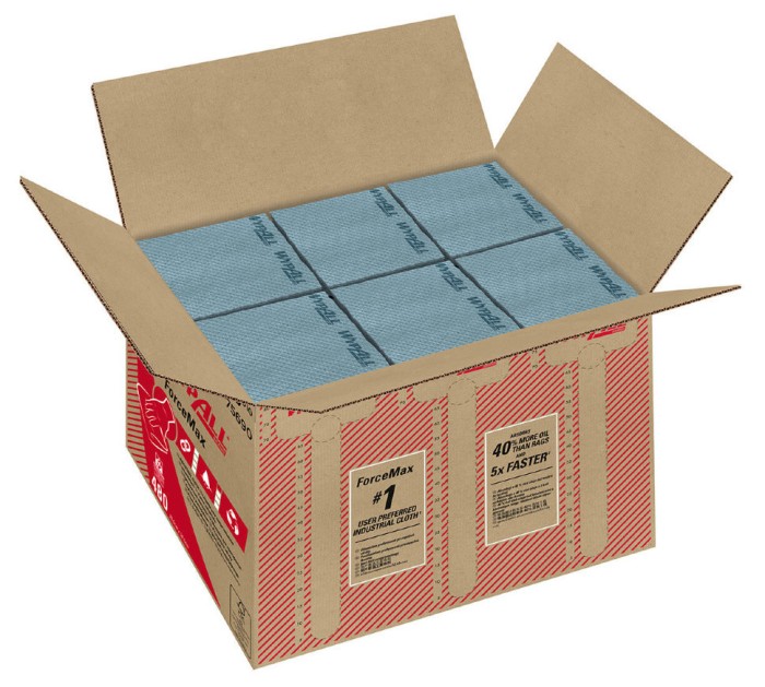 7569 Нетканый протирочный материал WypAll ForceMax, 1 кор. х 480 л, 33.5 × 34.5 см, голубой