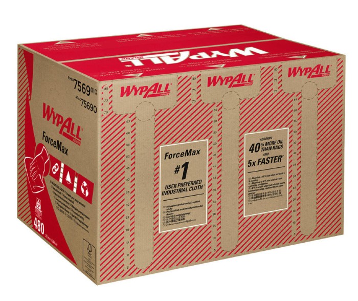 7569 Нетканый протирочный материал WypAll ForceMax, 1 кор. х 480 л, 33.5 × 34.5 см, голубой