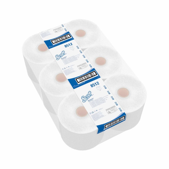 8512 Туалетная бумага Scott Essential, 12 рул. х 200 м, 38 × 9.5 см, двухслойная, белая, 31 г/м²