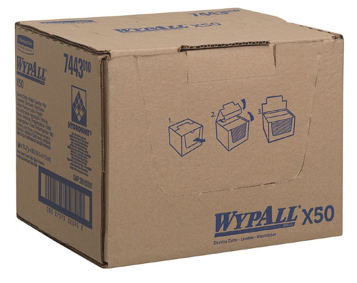7443 Нетканый протирочный материал WypAll X50, 1 пач. х 50 л, 41.8 × 24.7 см, желтый, 56 г/м²
