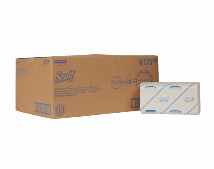 6775 Бумажные полотенца Scott, 15 пач. х 320 л, 21.2 × 23.8 см, однослойные, белые, 30 г/м²