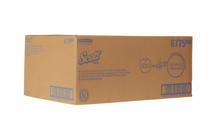 6775 Бумажные полотенца Scott, 15 пач. х 320 л, 21.2 × 23.8 см, однослойные, белые, 30 г/м²