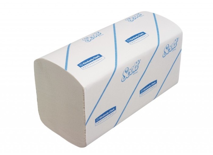 6775 Бумажные полотенца Scott, 15 пач. х 320 л, 21.2 × 23.8 см, однослойные, белые, 30 г/м²