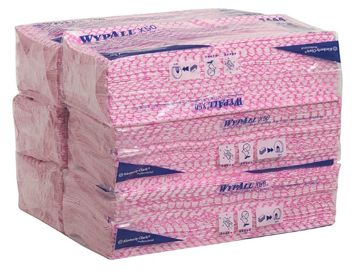 7444 Нетканый протирочный материал WypAll X50, 1 пач. х 50 л, 41.8 × 24.7 см, красный, 56 г/м²