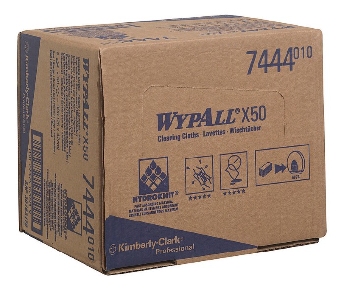 7444 Нетканый протирочный материал WypAll X50, 1 пач. х 50 л, 41.8 × 24.7 см, красный, 56 г/м²