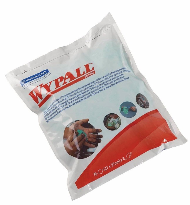7776 Влажные нетканые салфетки WypAll Cleaning Wipes, 1 блок х 75 л, 27 × 27 см, зеленые, 34,6 г/м²