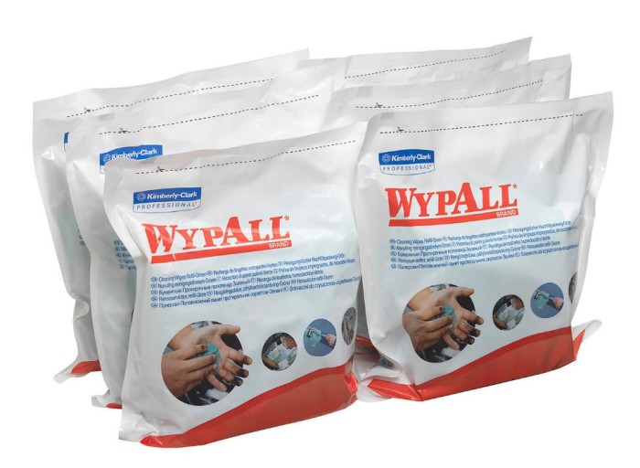 7776 Влажные нетканые салфетки WypAll Cleaning Wipes, 1 блок х 75 л, 27 × 27 см, зеленые, 34,6 г/м²