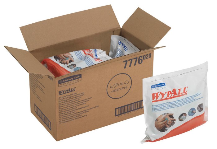 7776 Влажные нетканые салфетки WypAll Cleaning Wipes, 1 блок х 75 л, 27 × 27 см, зеленые, 34,6 г/м²