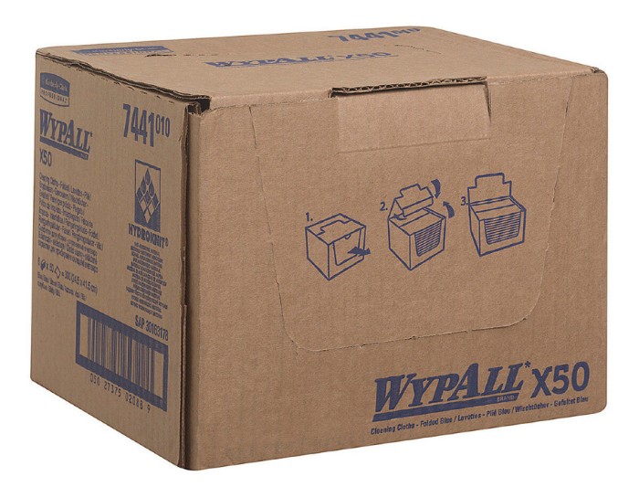 7441 Нетканый протирочный материал WypAll X50, 1 пач. х 50 л, 41.8 × 24.7 см, синий, 56 г/м²