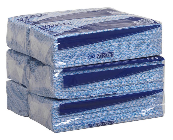 7441 Нетканый протирочный материал WypAll X50, 1 пач. х 50 л, 41.8 × 24.7 см, синий, 56 г/м²