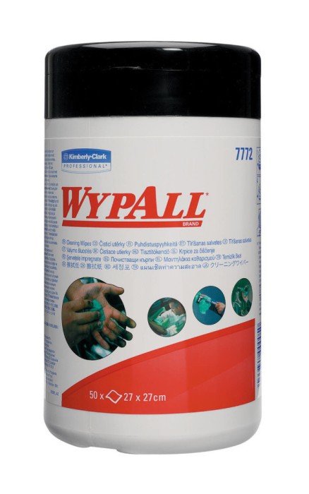 7772 Влажные нетканые салфетки WypAll Cleaning Wipes, 1 туб. х 50 л, 27 × 27 см, 34,6 г/м²