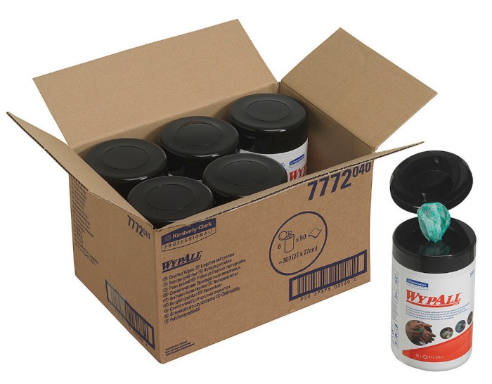 7772 Влажные нетканые салфетки WypAll Cleaning Wipes, 1 туб. х 50 л, 27 × 27 см, 34,6 г/м²