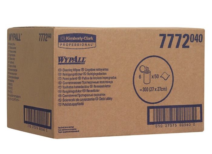 7772 Влажные нетканые салфетки WypAll Cleaning Wipes, 1 туб. х 50 л, 27 × 27 см, 34,6 г/м²